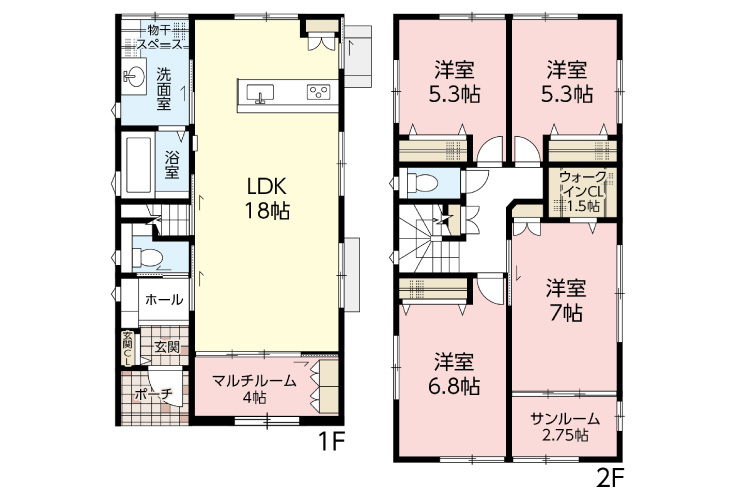 広島市安佐北区可部東2丁目18新築一戸建て住宅間取り図