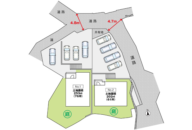 広島市安佐北区亀山4丁目8新築一戸建て分譲住宅区画図