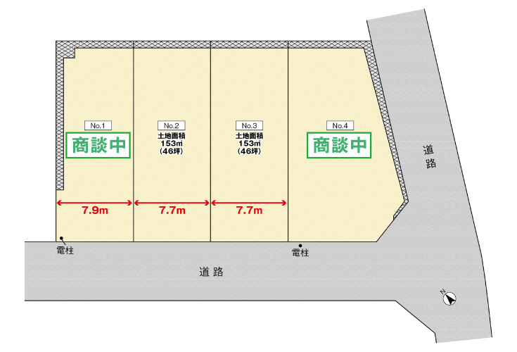 東広島市西条中央7丁目6土地分譲住宅区画図