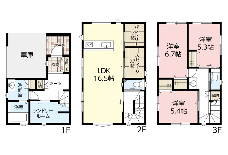 広島市南区霞2丁目5新築一戸建て分譲住宅間取り図